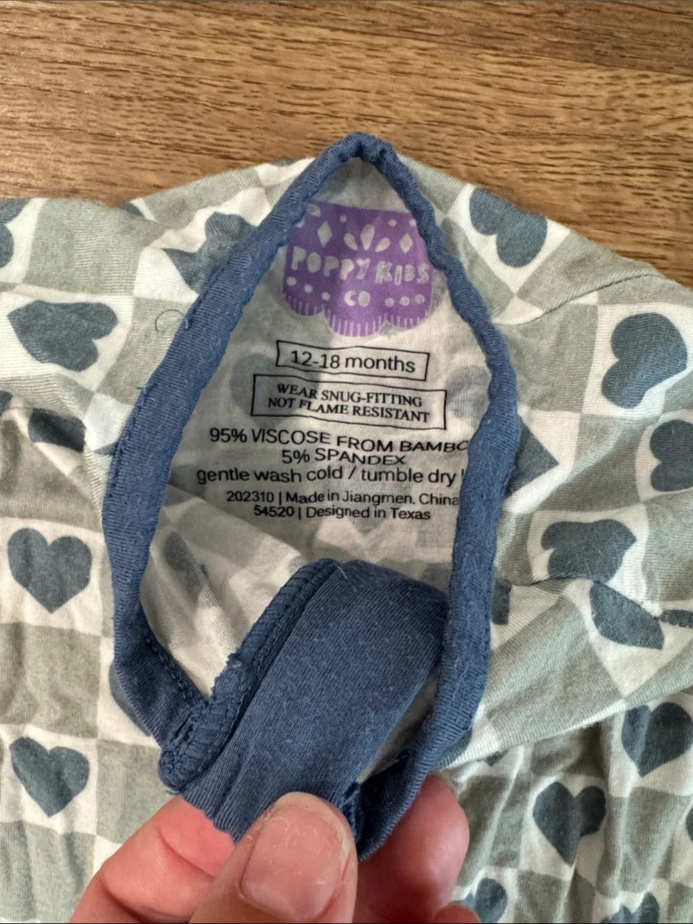 Poppy Kids Blue Heart-Print Kids Footed Pajamas